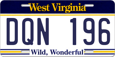 WV license plate DQN196