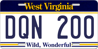 WV license plate DQN200