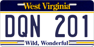 WV license plate DQN201