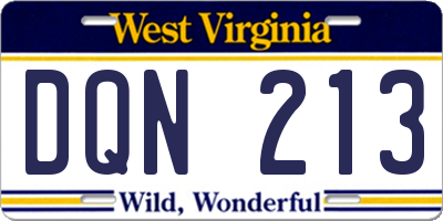 WV license plate DQN213