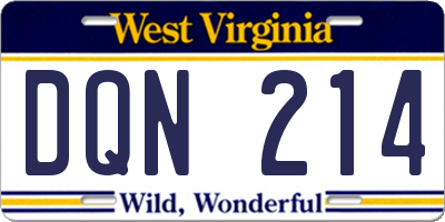 WV license plate DQN214