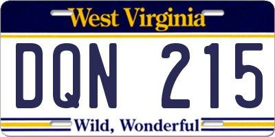 WV license plate DQN215