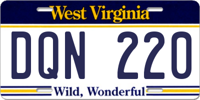 WV license plate DQN220