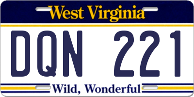 WV license plate DQN221