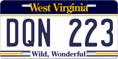 WV license plate DQN223