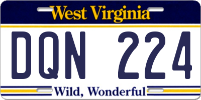 WV license plate DQN224