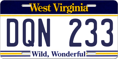 WV license plate DQN233