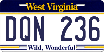 WV license plate DQN236