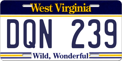 WV license plate DQN239