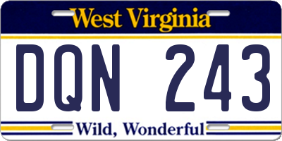 WV license plate DQN243