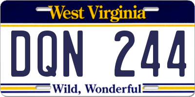 WV license plate DQN244
