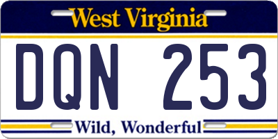 WV license plate DQN253