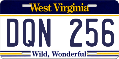 WV license plate DQN256