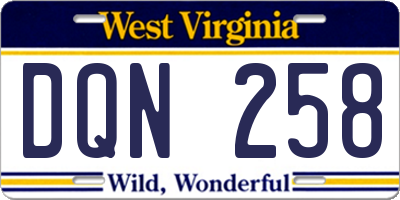 WV license plate DQN258