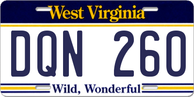 WV license plate DQN260