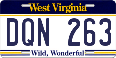 WV license plate DQN263
