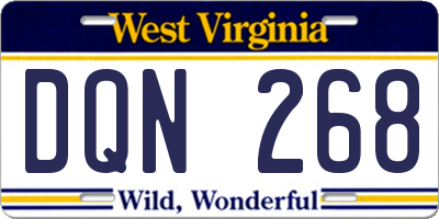 WV license plate DQN268