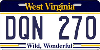 WV license plate DQN270