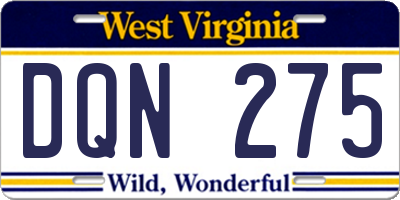 WV license plate DQN275