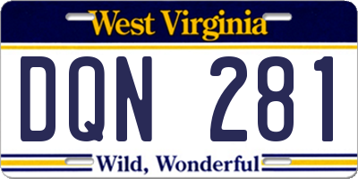 WV license plate DQN281