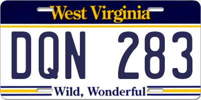 WV license plate DQN283