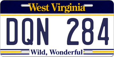 WV license plate DQN284