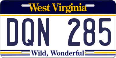 WV license plate DQN285