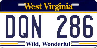 WV license plate DQN286