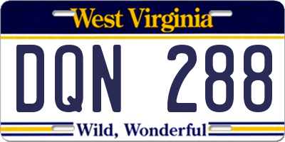 WV license plate DQN288