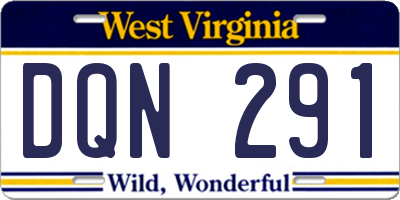 WV license plate DQN291