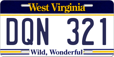 WV license plate DQN321