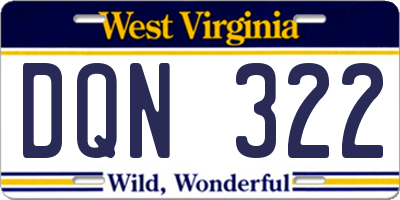 WV license plate DQN322