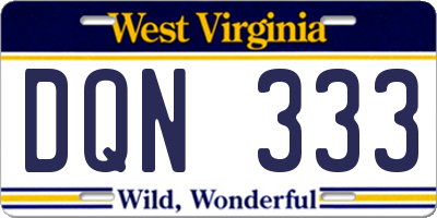 WV license plate DQN333