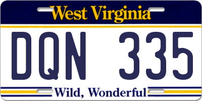 WV license plate DQN335