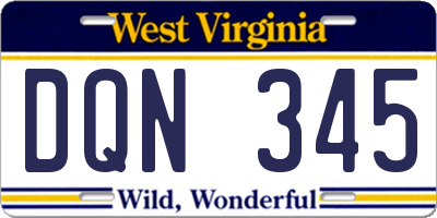 WV license plate DQN345