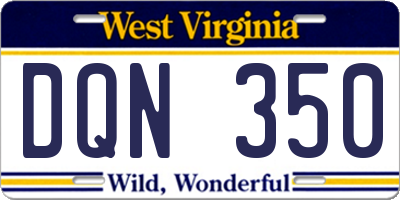 WV license plate DQN350