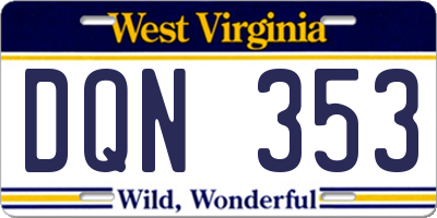 WV license plate DQN353