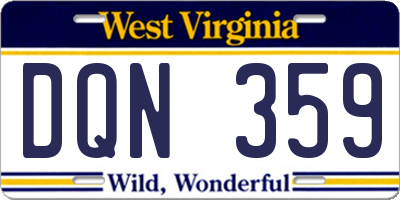 WV license plate DQN359