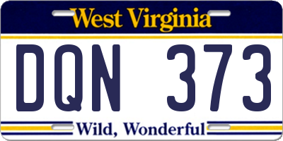 WV license plate DQN373