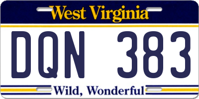WV license plate DQN383