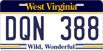 WV license plate DQN388