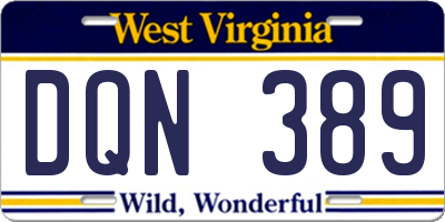 WV license plate DQN389