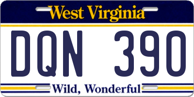 WV license plate DQN390