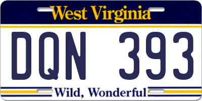 WV license plate DQN393