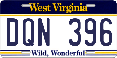 WV license plate DQN396