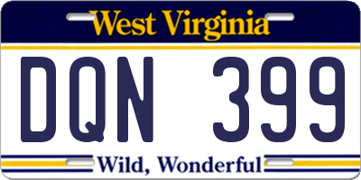 WV license plate DQN399