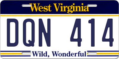 WV license plate DQN414