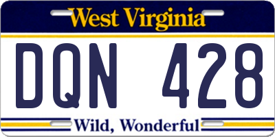 WV license plate DQN428