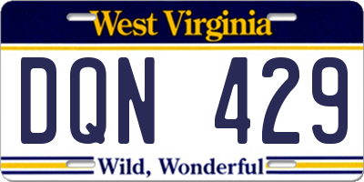 WV license plate DQN429