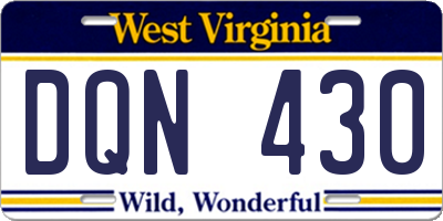 WV license plate DQN430